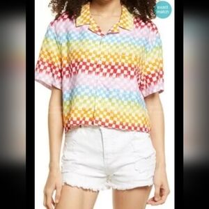BP Colorful checkered Flag button down M